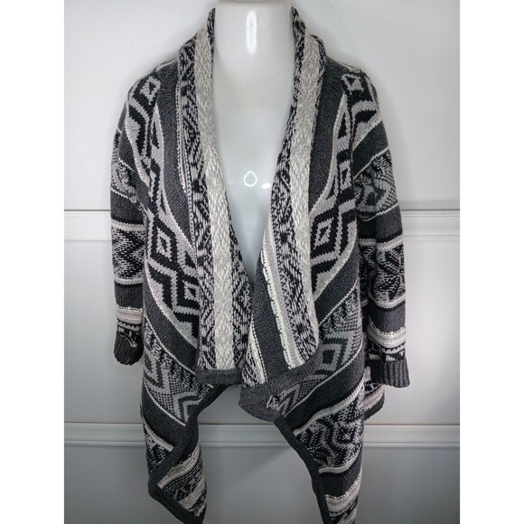 Old Navy Nordic Knit Drape Front Cardigan Medium Gray Long Sleeves EUC - Picture 1 of 7